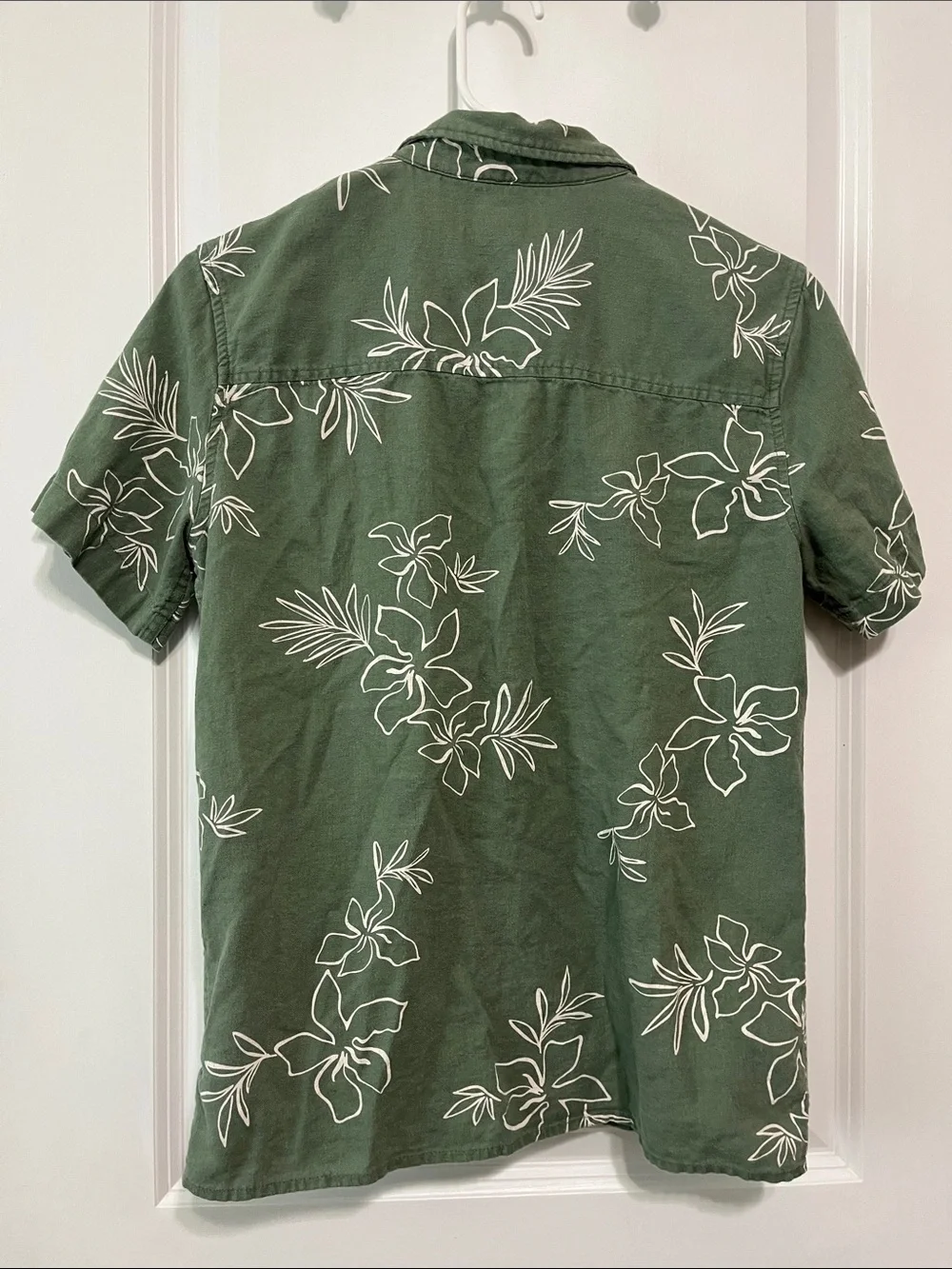 Old Navy Green Short-Sleeve Linen Blend Button-Up Shirt XL